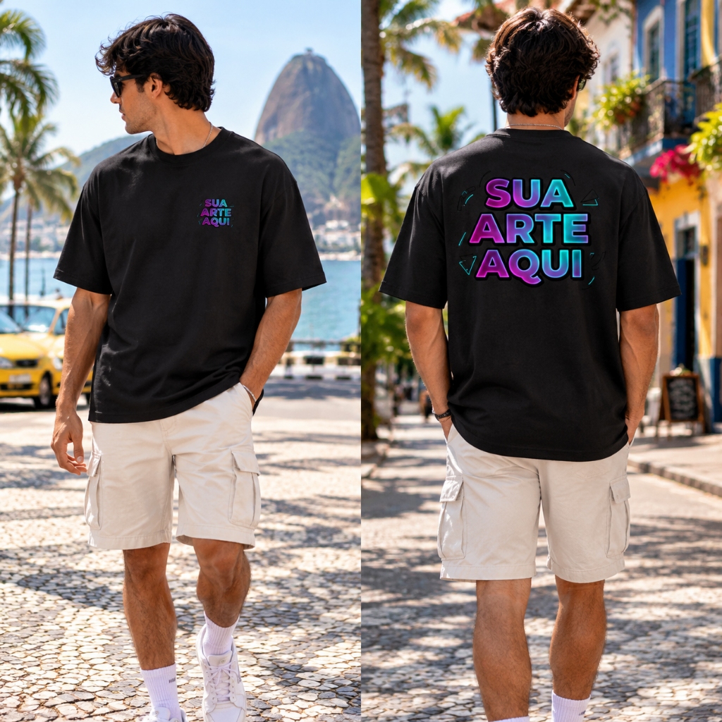 Camiseta com Estampa Streetwear Oversized 100% Algodão,Respirável,Unissex C4219