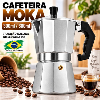 Cafeteira Italiana Moka 3/6/9/12 Xícaras Inox Café Puro Vários Tamanhos Cozinha Fogão