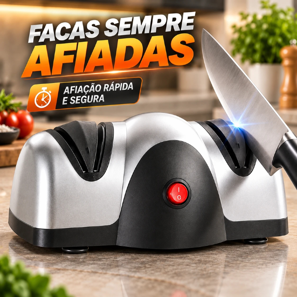 Afiador de Facas Elétrico 110V Tesouras Facão de Churrasco Rápido Prático Cozinha Portátil