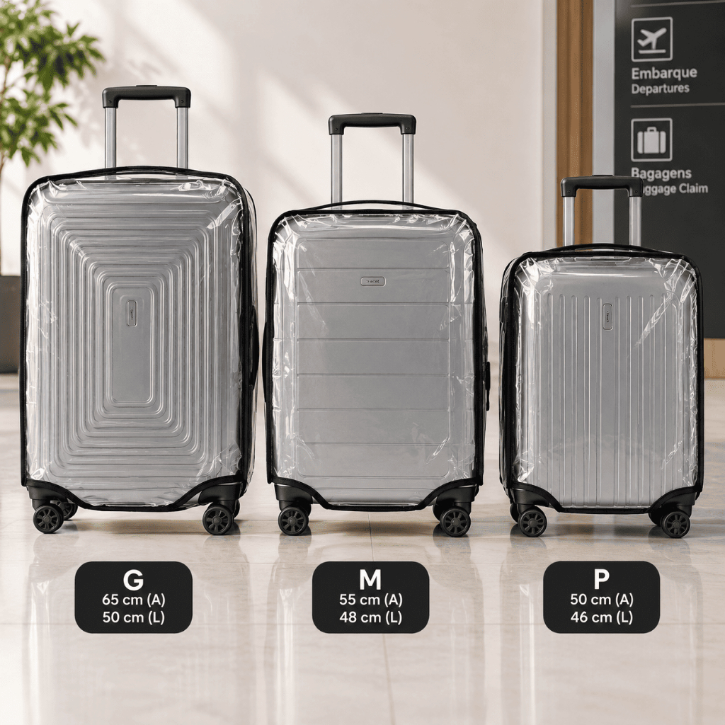 Capas de Mala P/M/G em Plástico ABS Reforçado com Costura de Nylon Premium Escolha a Sua para Viagem