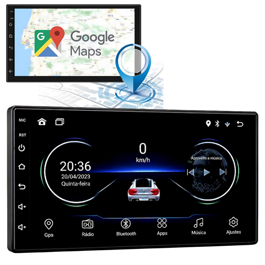 Central Multimídia MP10 Aiker 9" Touch 1080P 2 DIN Bluetooth Rádio AM/FM com Entrada Câmera de Ré