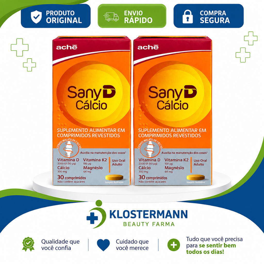 Kit 02 Suplemento Alimentar Sany D Cálcio 30 Cpr – Ache