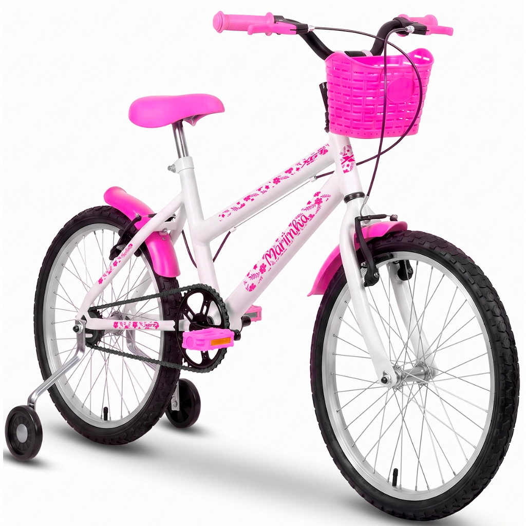Bicicleta Aro 20 XGT Infantil Criança Feminina Mariinha C/ Rodas Cestinha Paralama