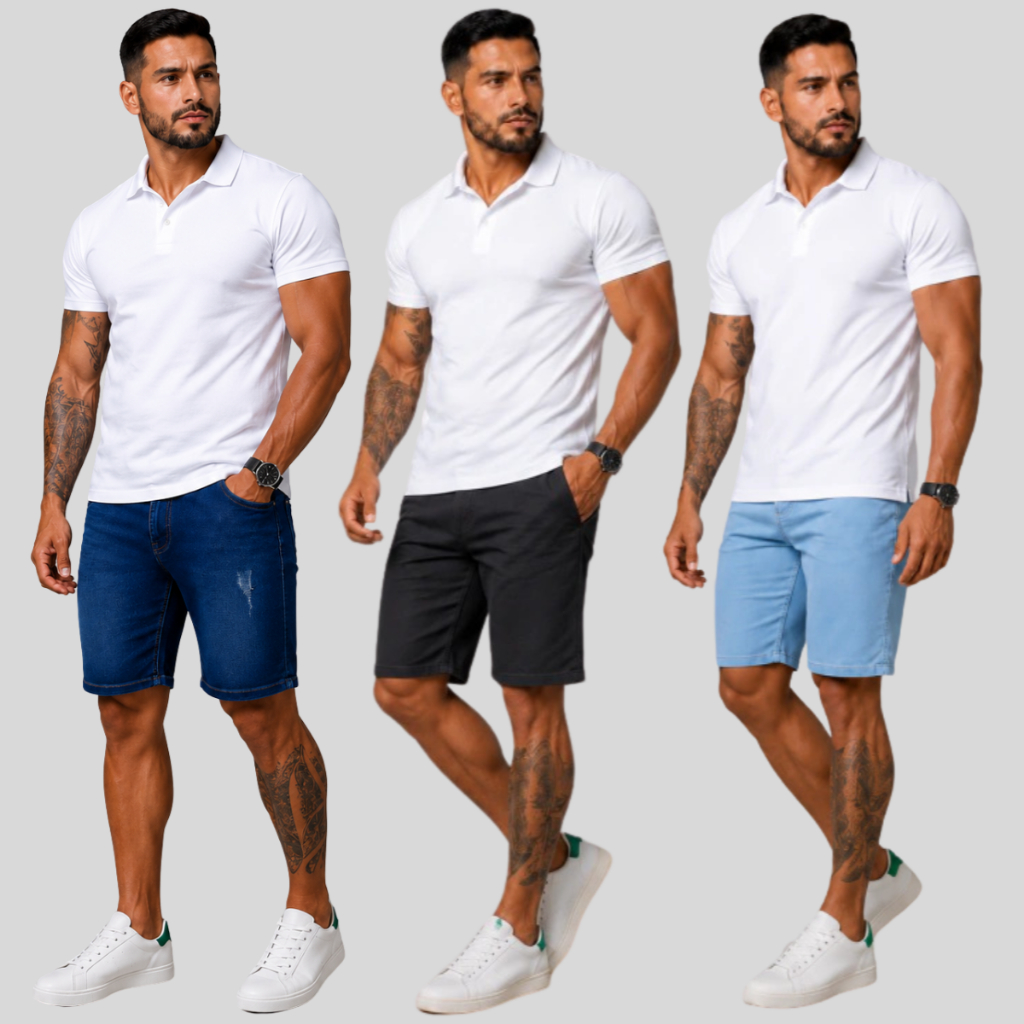 Bermuda Jeans Masculina Slim Fit Com Lycra Elastano Short Masculino Estica Calção Jeans Vários Modelos Oferta