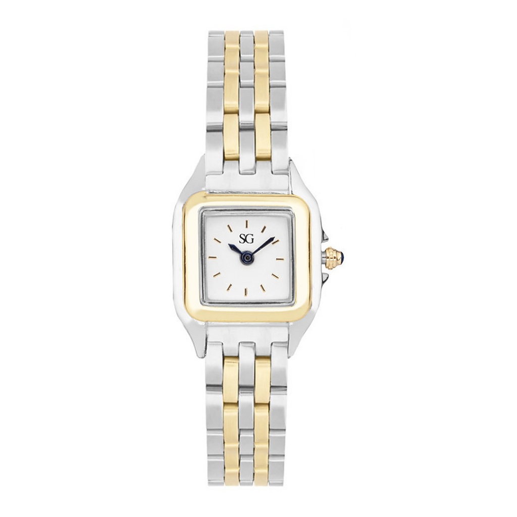 Relógio Feminino Prata e Dourado Saint Germain Boxy Bicolor Gold