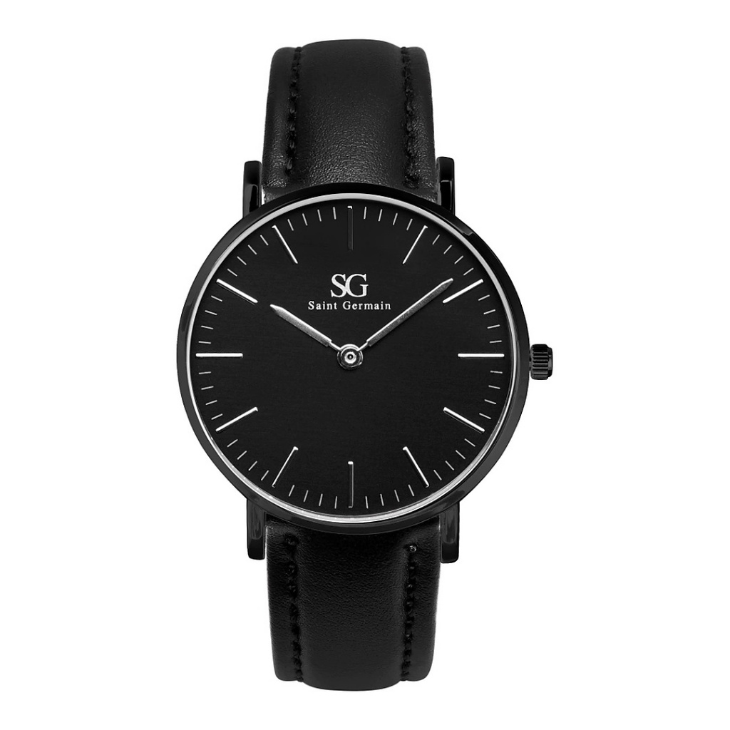Relógio Masculino Couro Preto Saint Germain Murray Full Black 40mm Fundo Preto