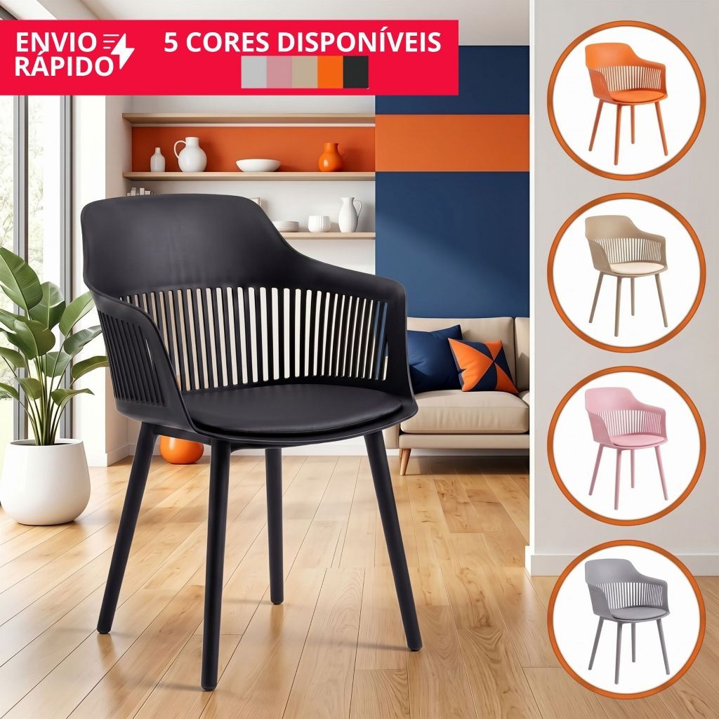 Cadeira de Jantar Marcela Montreal Design Moderno Decorativo Resistente Com Estofado