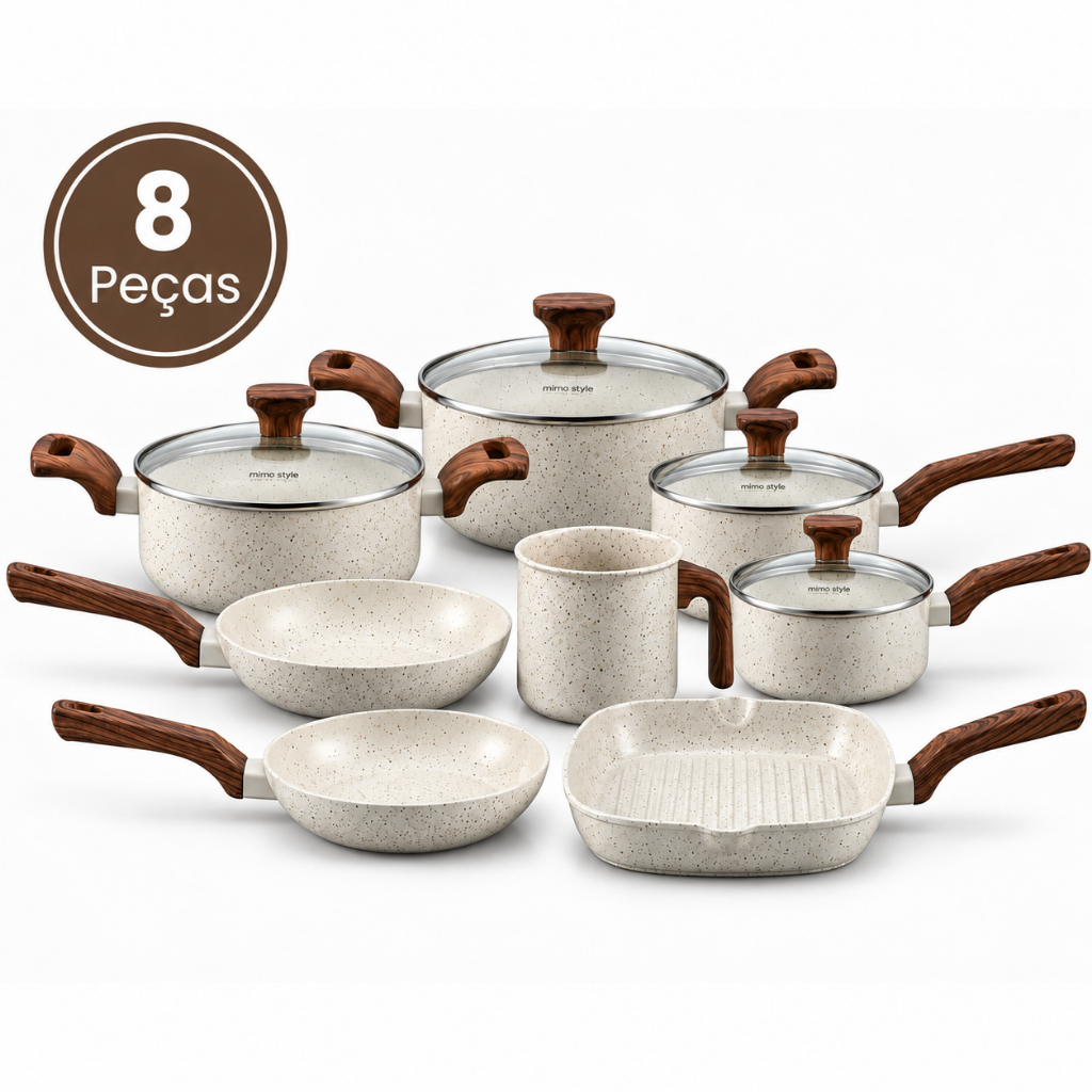 Kit Conjunto de 8 Panelas Indução Mimo Style Pratic Cook Marmol