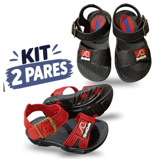 Kit 2 Pares Sandalia Infantil Masculino Anatomico Antederrapante