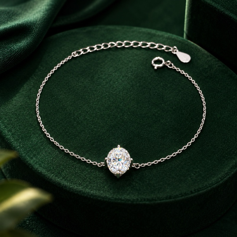 Pulseira Moissanite 8,10mm em Prata 925 Elegante
