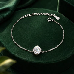 Pulseira Moissanite 8,10mm em Prata 925 Elegante