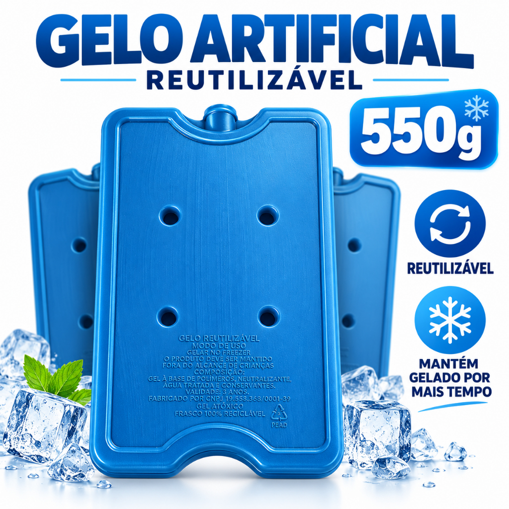 Gelo Reutilizável 550g Placa Gelo Artificial Rígido Atóxico Para Bolsa Caixa Térmica Cooler