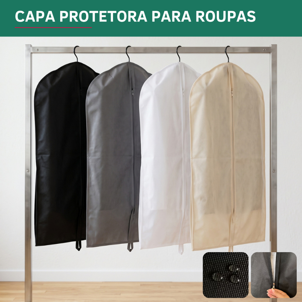 Porta Terno Capa Protetora para Roupa Jaqueta Impermeável Anti Mofo