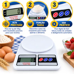 Balança de Cozinha LCD Digital com Alta Precisão 10Kg Portatil