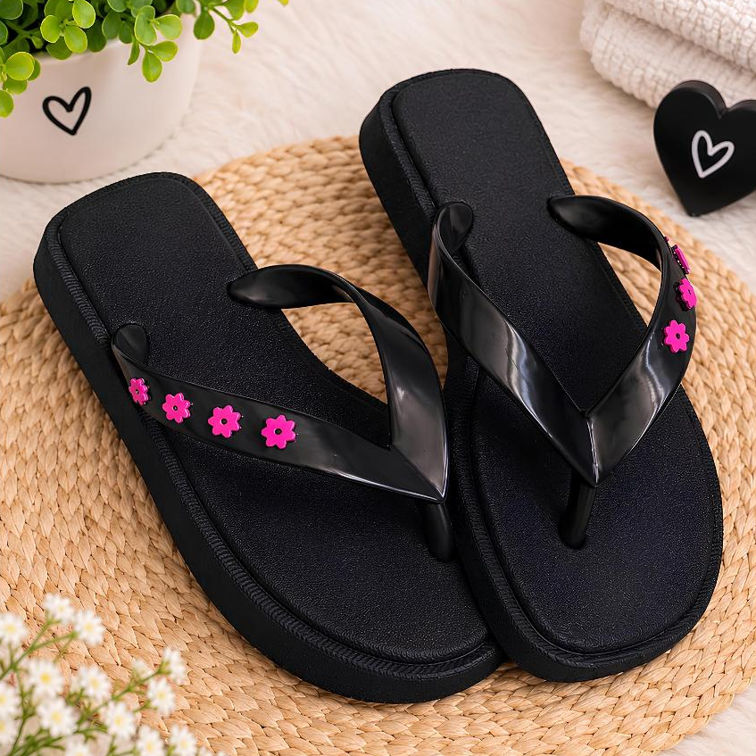 Chinelo Juvenil Feminino com Florzinhas Leve, Confortável e Estiloso Lançamento