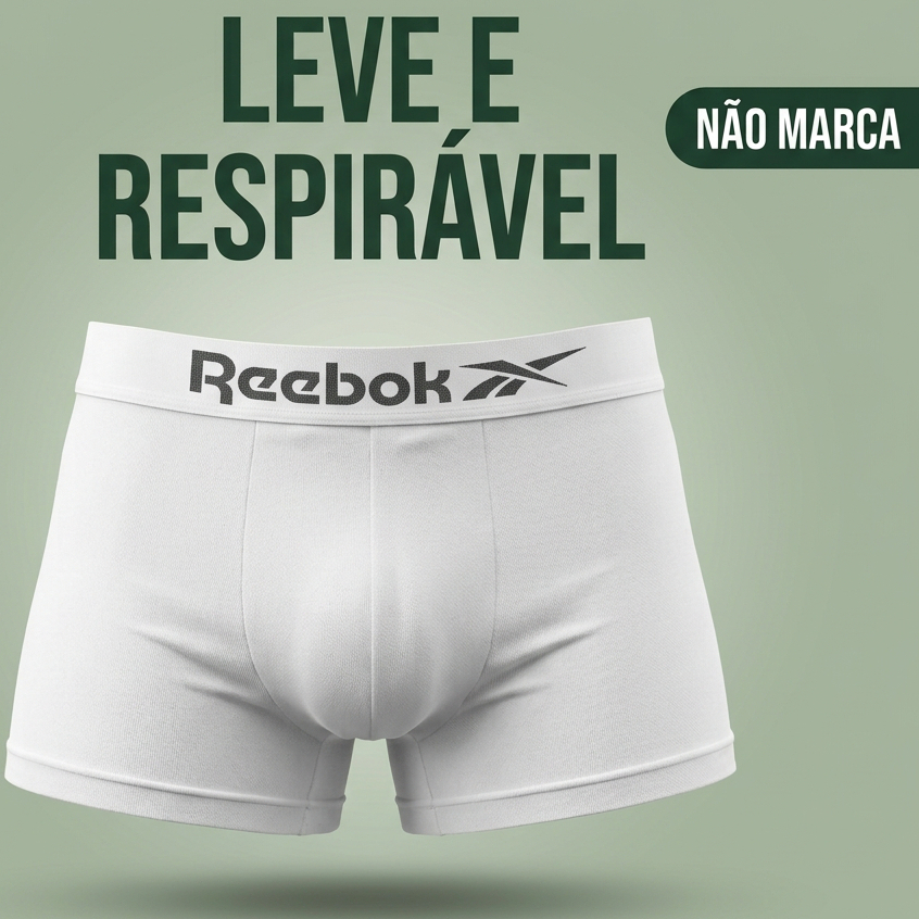 Cueca Boxer Masculina Reebok Original Microfibra Sem Costura Confortável Respirável Toque Suave Ajuste Anatômico