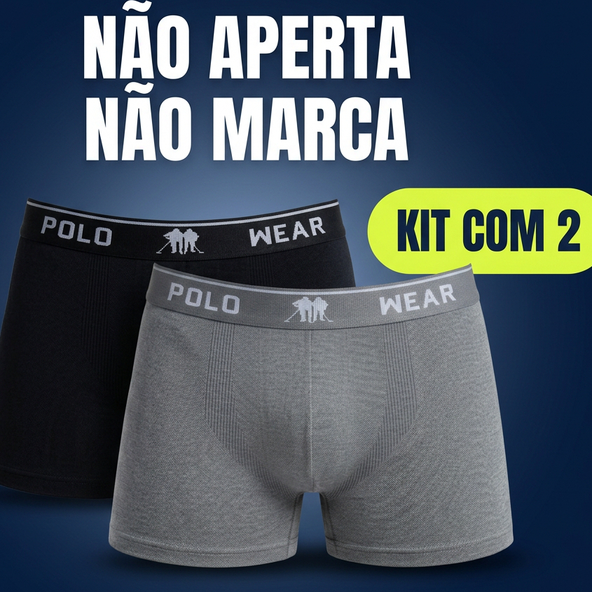 Cueca Boxer Masculina Polo Wear Sem Costura Microfibra Confortável Respirável Box Adulto