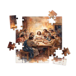 Quebra Cabeça MDF Santa Ceia Pintura Religião - 100 Peças Puzzle