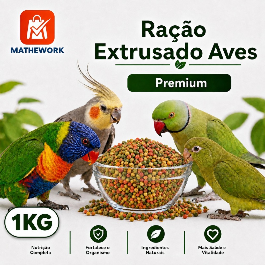 Ração para Aves Colorida Calopsita RingNeck RedRumped Maritaca Média Premium