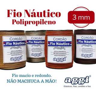 Fio Náutico Premium 3mm PP AGGI 500g 285 metros Bolsas Crochê Macramê