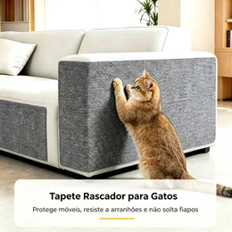 Tapete Arranhador para Gatos Autoadesivo Protetor Sofá Anti-Arranhão Resistente Não Solta Fiapos Corte Livre Multiuso