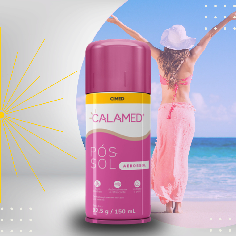Calamed Pós-sol  refrescante calmante e hidratante com calamina e cânfora Aerossol Cimed 120g