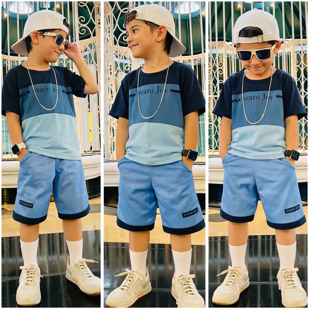 Conjunto de 2 Peças Infantil Menino Short com Bolso + Blusa de Manga Dry-fit Verão Confortável 2/12