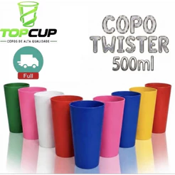Kits Copo TWISTER 500ml cor solida sem canudo pronto para personalização