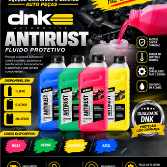 Aditivo para Radiador Rosa Concentrado 1L DNK Antiferrugem Anticorrosivo Pronto para Diluição