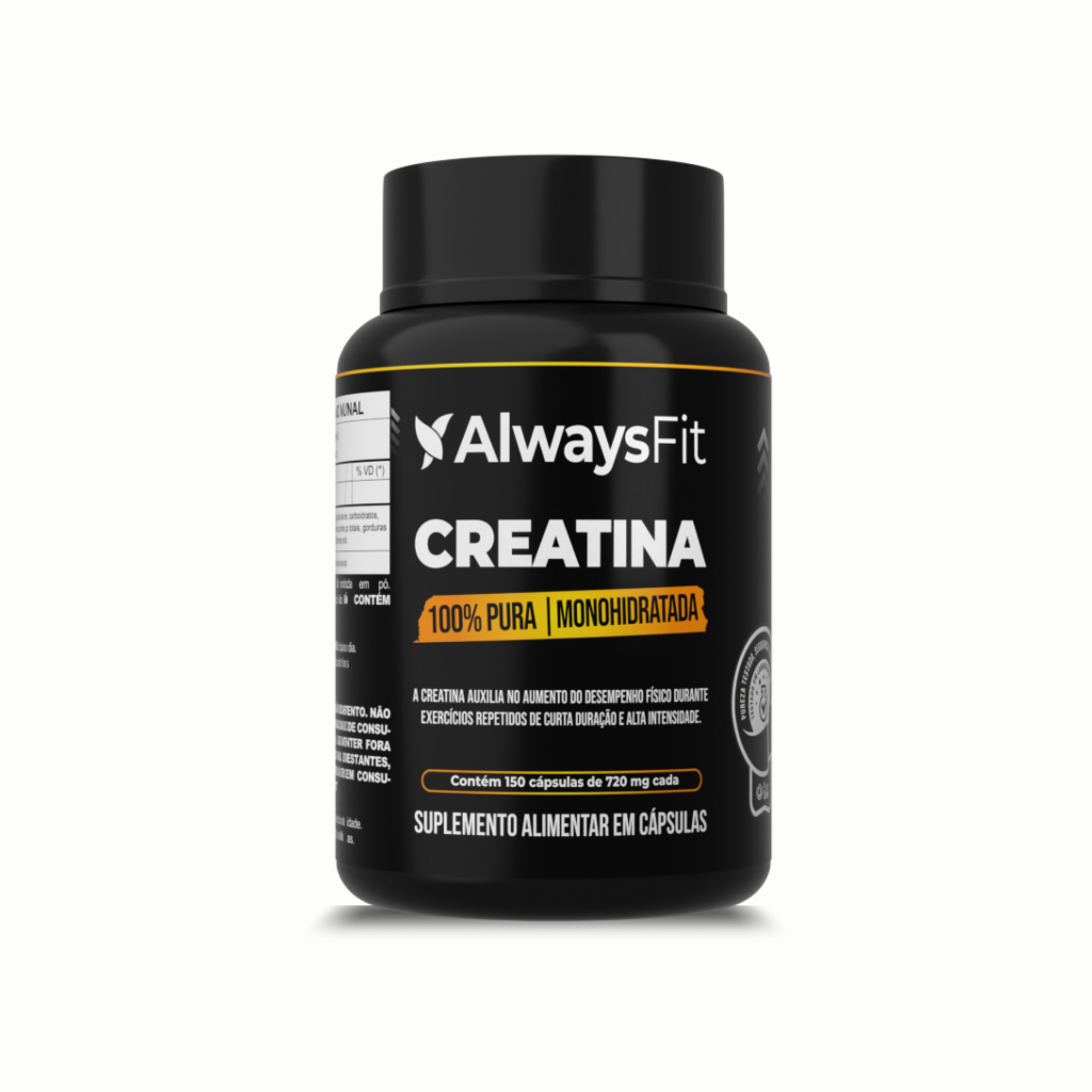 Creatina Monohidratada AlwaysFit 100% Pura - 3 g por Porção - 150 Cápsulas de 720 mg