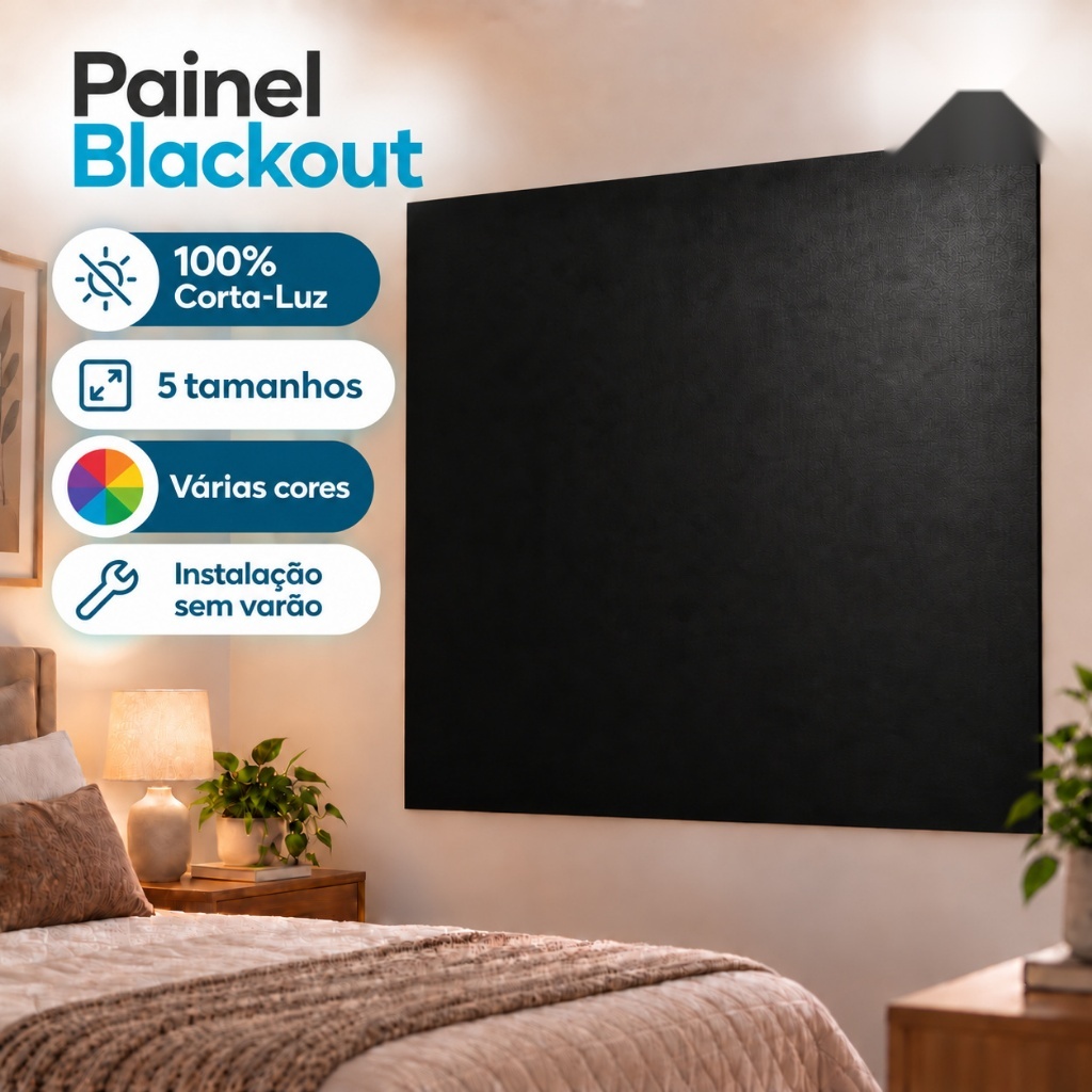 Cortina Painel Blackout 100 % com Fixador para Sala Quarto Cozinha Várias Cores e Tamanhos