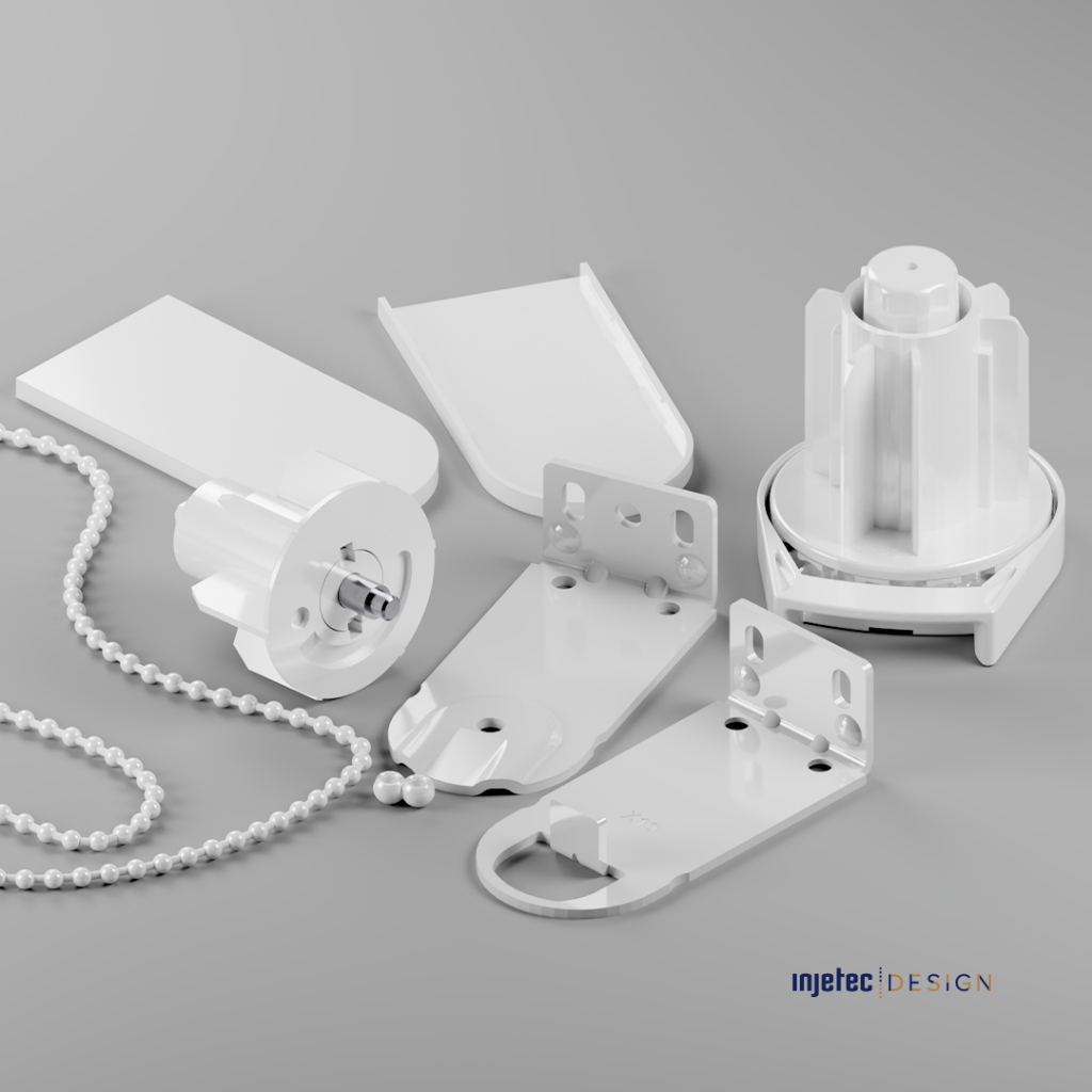 Kit Comando R20 Reparo Completo Cortina Persiana Rolô 45mm Perfil 1952 Branco Oposto Suporte Corrente Emenda Limitador
