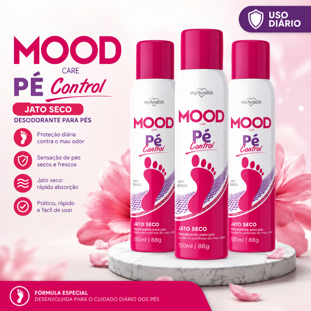 Desodorante para Pés Feminino Mood Pé Control Jato Seco 150ml Uso Diário O Pé Não Fica Branco
