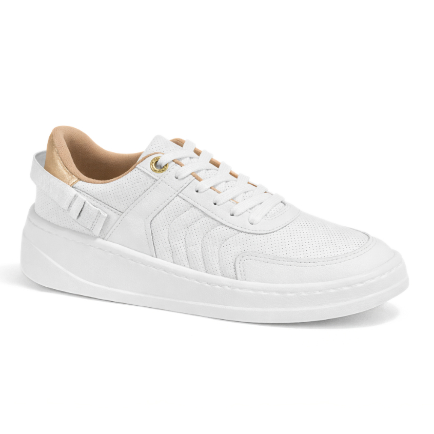 Tênis Feminino Branco Casual Cadarço Dia a Dia Versátil Confortável Macio Leve Modare Original