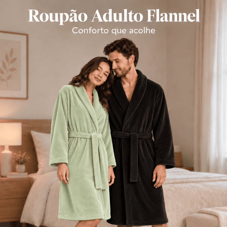 Roupão de Luxo Premium Adulto Unissex Microfibra Flanelado 230g Aveludado Quentinho com Cinto Bolsos Várias Cores