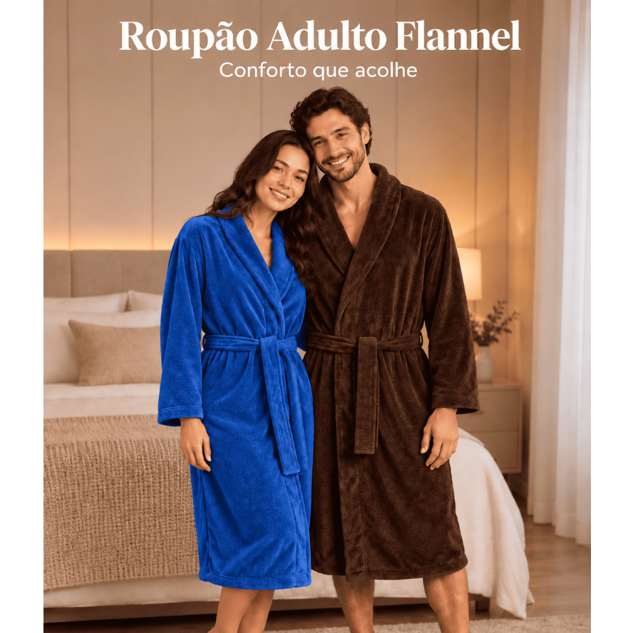 Roupão Trabalhado De Luxo Premium Microfibra Aveludado Masculino Feminino Unissex