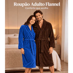 Roupão Trabalhado De Luxo Premium Microfibra Aveludado Masculino Feminino Unissex