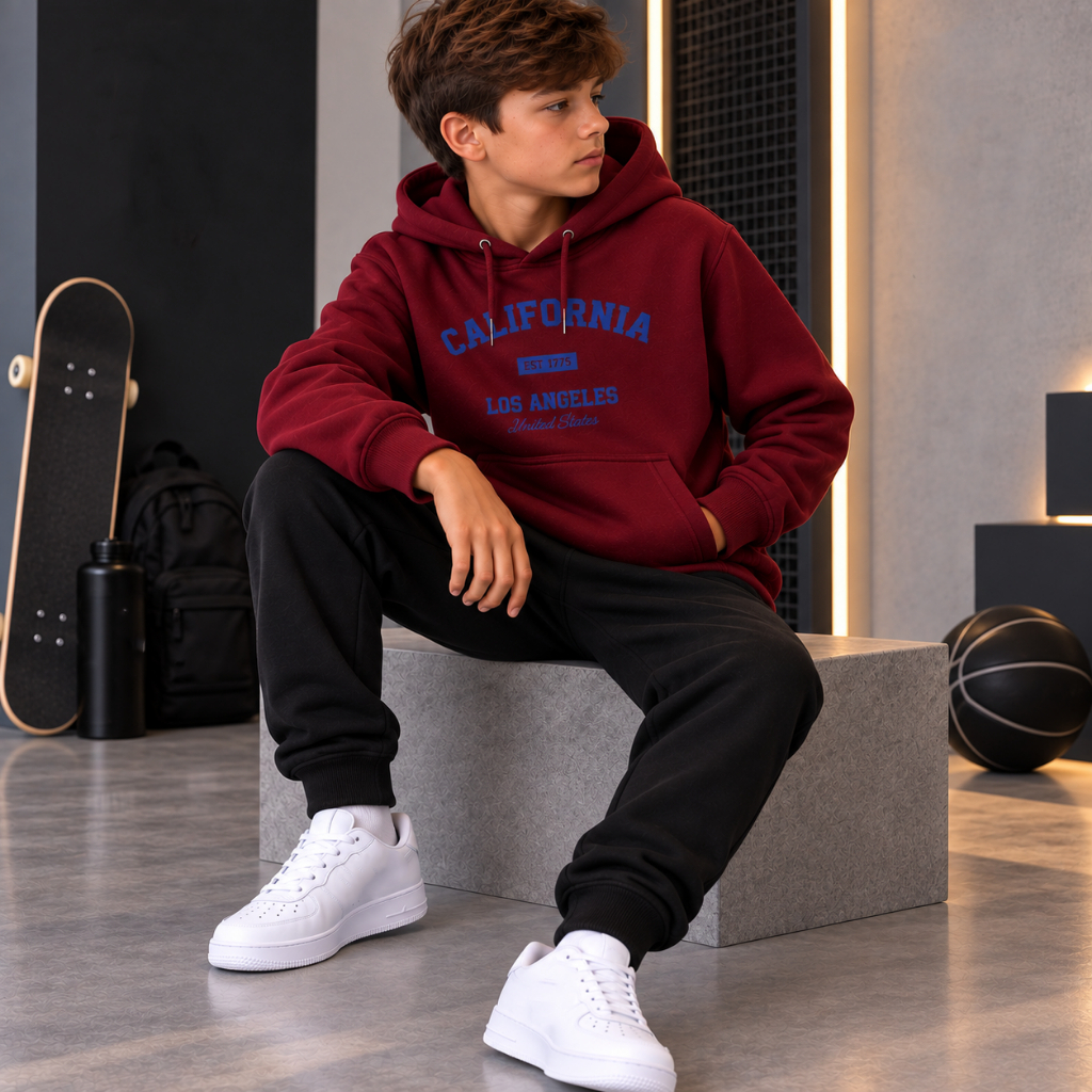 Conjunto Masculino Infantil Moletom Blusa e Calça Algodão Flanelado Infantil Moda Juvenil
