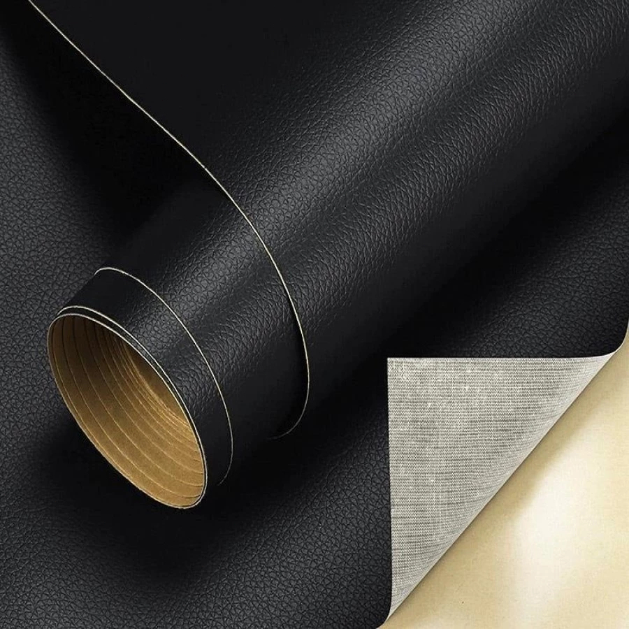 Couro Auto Adesivo Preto para Reparo e Revestimento Sofá Bolsa cadeira moveis 70x400CM