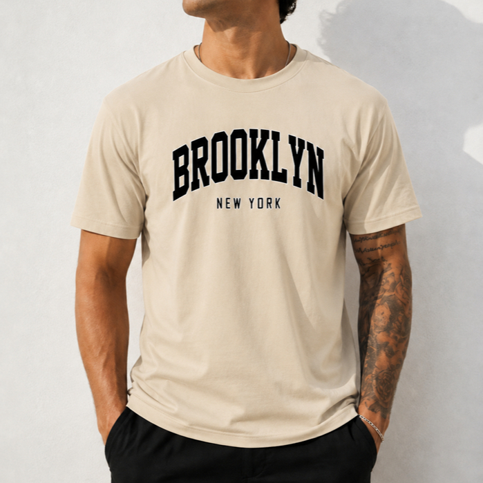 Camiseta Brooklyn Masculina e Feminina Confortável Casual Em Algodão