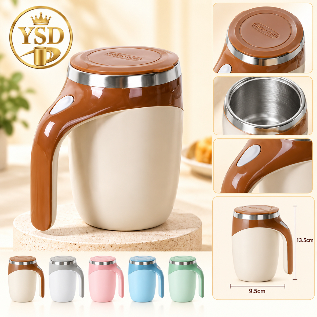 Copo Misturador Elétrico Magnético Recarregável em Aço Inox · Caneca Automática Portátil para Café, Leite, Proteína e Ch