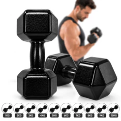 Halter Peso De Academia Fitness 1kg 2kg 3kg 4kg 5kg 6kg 7kg 8kg 9kg 10kg Emborrachados Ferro Fundido Treino Fisioterapia
