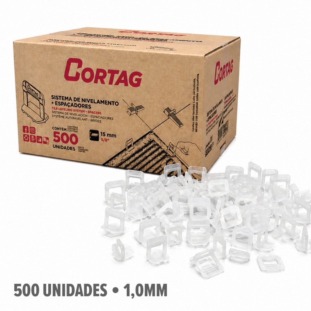 Kit 500/1000un Espaçador Nivelador Cortag Smart e Slim Para Porcelanato Pisos e Revestimentos | 1,0mm 1,5mm 2,0mm 3,0mm — imagem 2 de 2