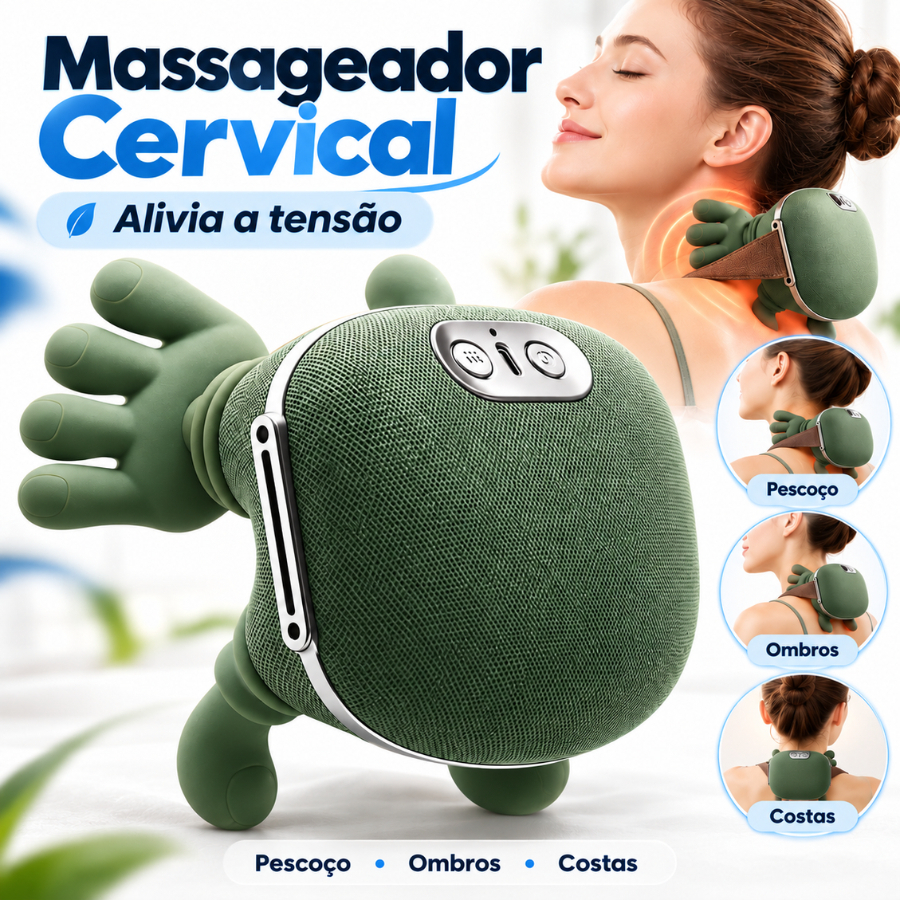 Massageador de Pescoço e Ombro com Aquecimento Massagem 4D Elétrico Portátil