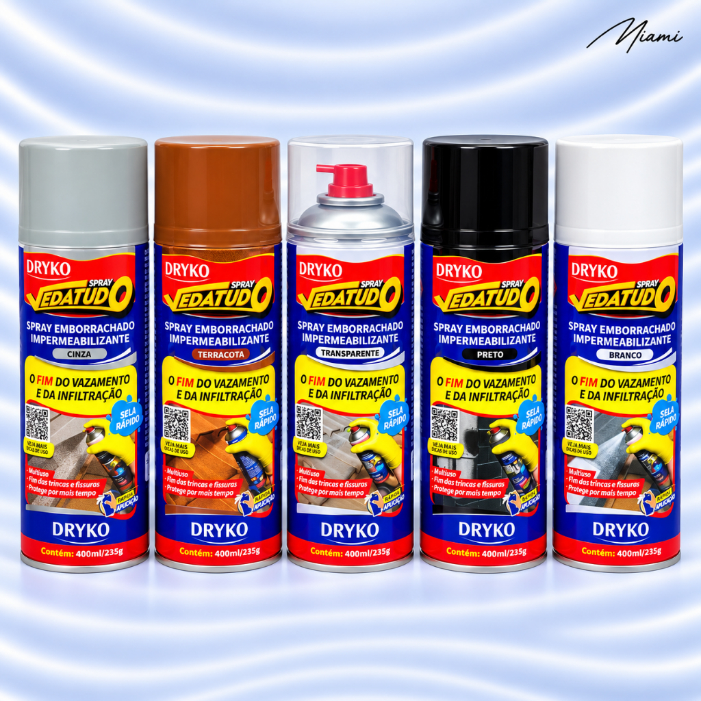 Spray Veda Tudo borracha líquida impermeabilizante Branco Preto 400ml