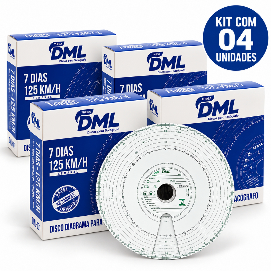 Disco De Tacografo Semanal 125x7d Dml - 04 caixas