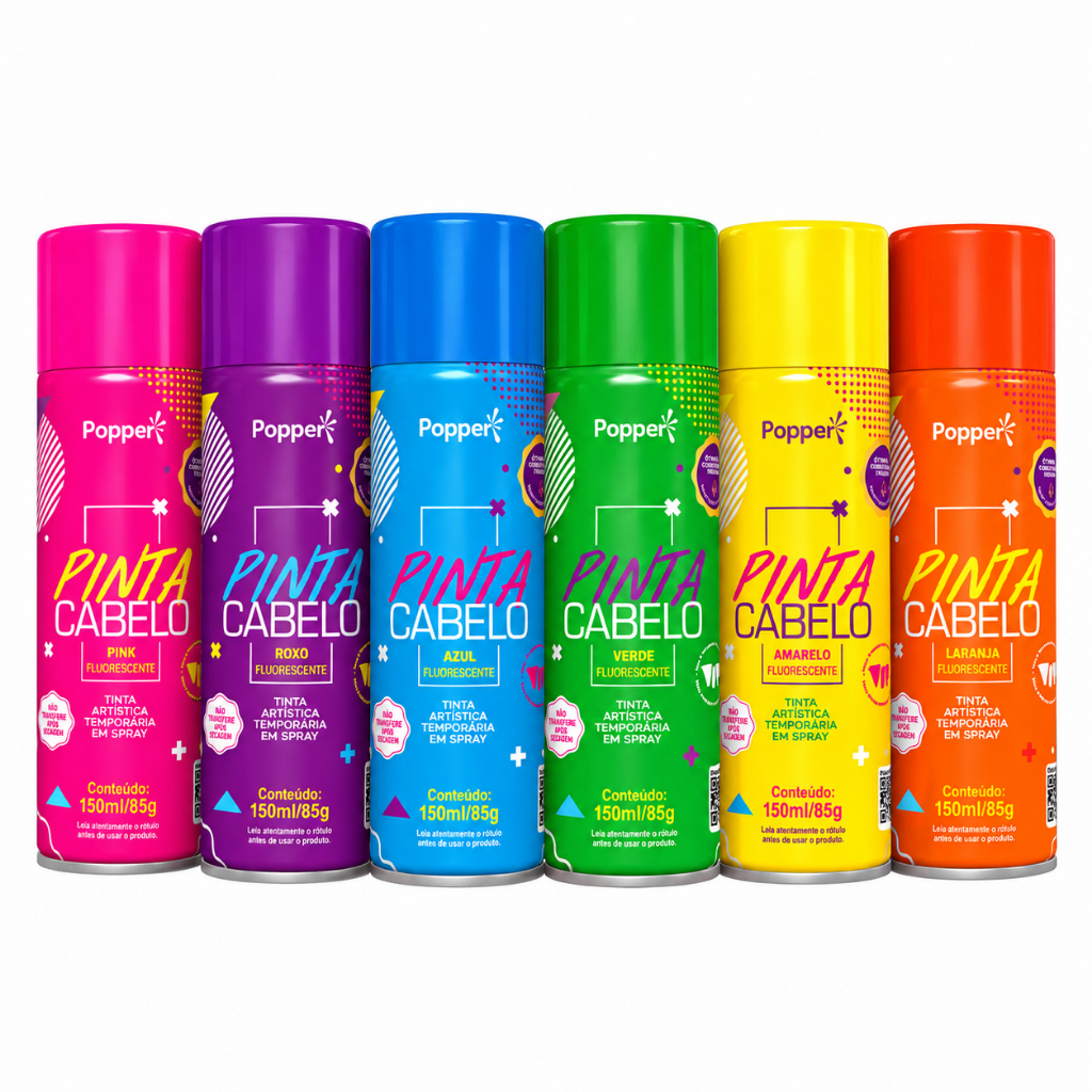 Popper Tinta Spray Temporária Para Cabelos 150ml Festa Carnaval Cabelo Maluco