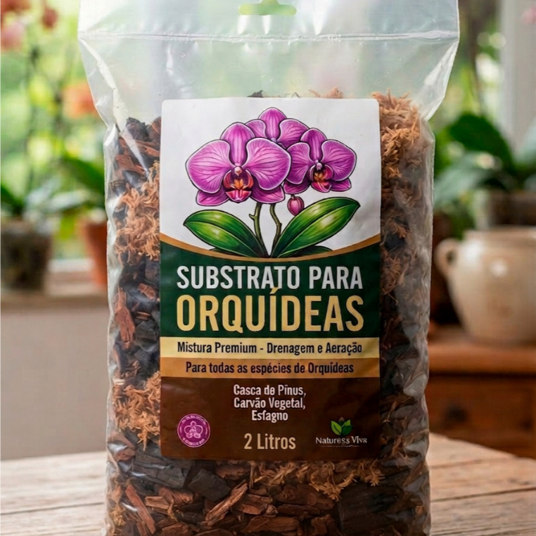 Substrato Para Orquídeas mix Casca Pinus + Carvão + Chip Coco Saco de 2Litros