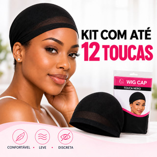 Kit Até 12 Toucas Nero Pretas para Peruca Wig Cap Dormir Antifrizz Proteção Noturna Cabelo Leve Respirável Confortável