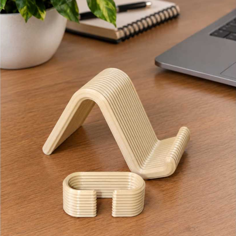 Suporte para Celular Mesa + Organizador de Cabos Suporte Celular Escritório Home Office Organização de Fios Beje